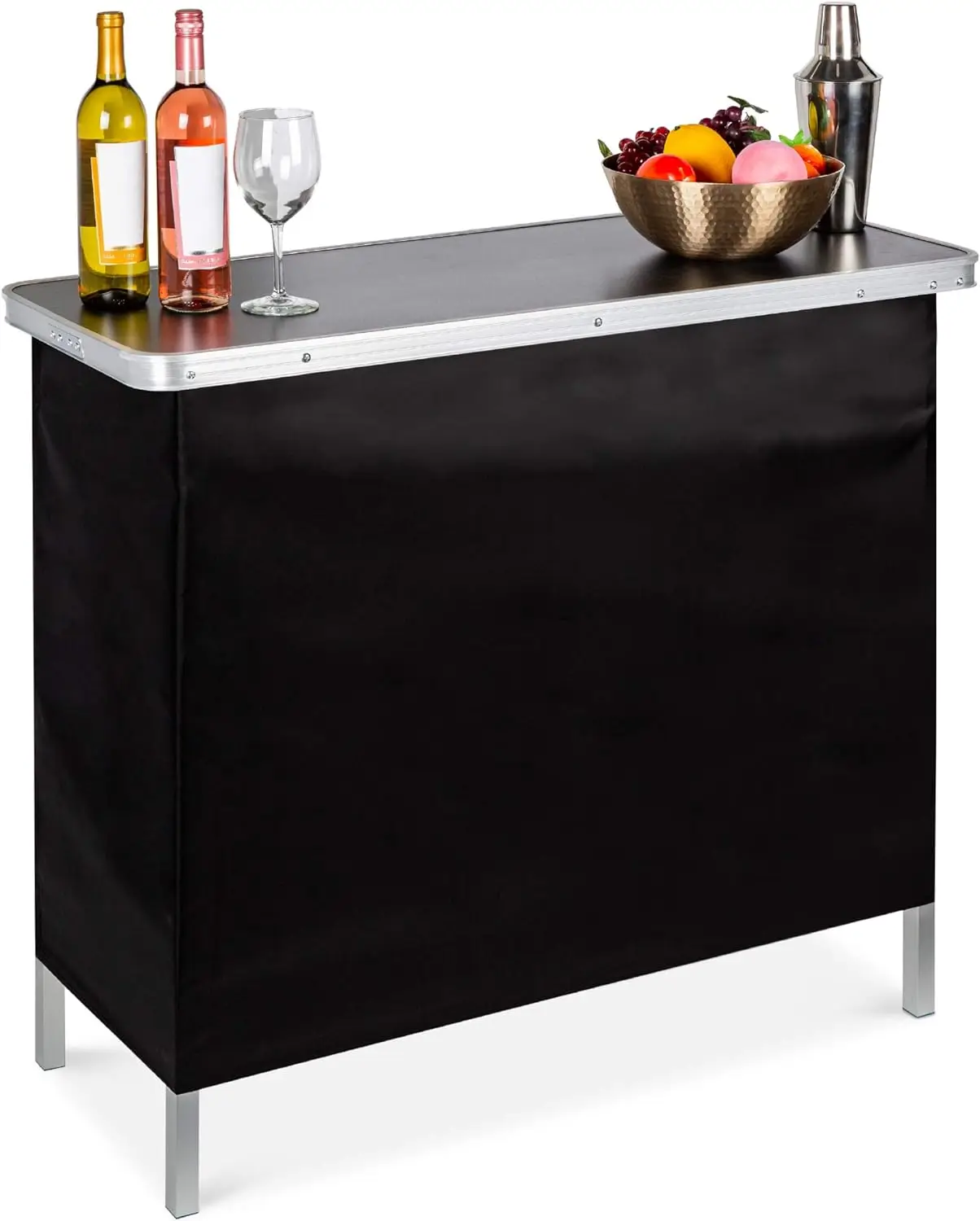 

Portable Pop-Up Bar Table for Indoor, Outdoor, Party, Picnic, Tailgate, Entertaining w/Carrying Case, Storage Shelf