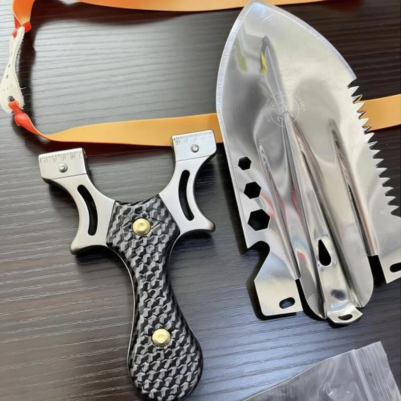 Outdoor Portable EDC Multifunctional Slingshot Tactics Shovel 2-in-1 Foldable Camping Car Emergency Survival Tool