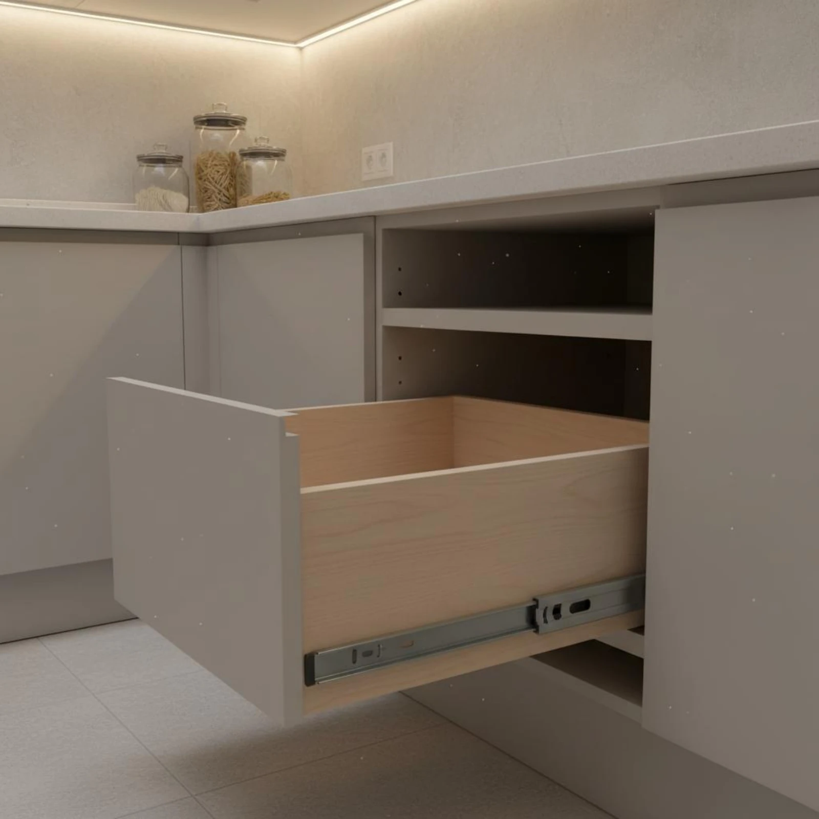 2 Pieces Three Section Drawer Slide Quiet Hidden Drawer Slide Hardware Concealed Heavy Duty for Cabinet
