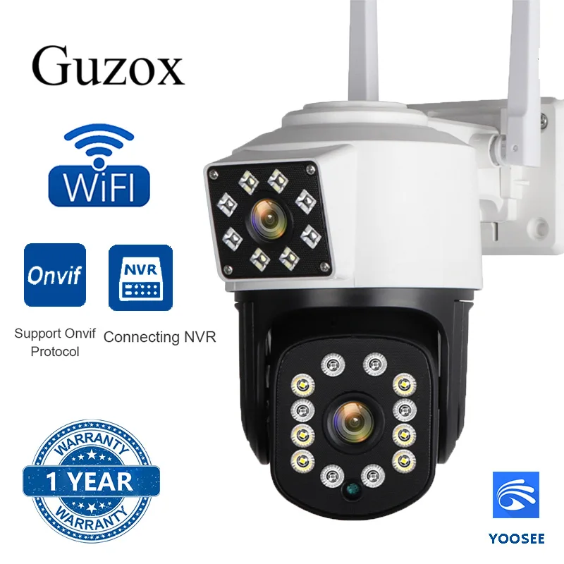 

4MP Outdoor WiFi Surveillance Cameras 2K PTZ Dual Lens Dual Screen Auto Tracking 2-Way Talk P2P Security Camera System