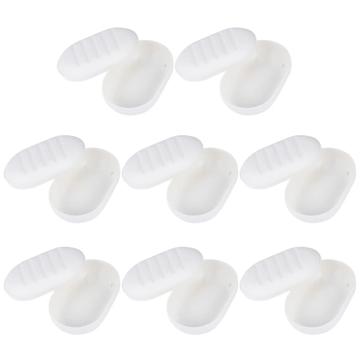 

8 Pcs Soap Box Holder Plastic Travel Bathroom Case Dish Storage White Reusable Clean Home Kitchen Hotel