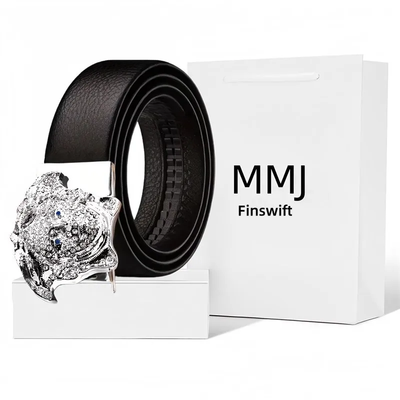 Męski pasek premium z kryształkami, wysokiej jakości skóra, lekki i wygodny, elegancki do biura i na co dzień.