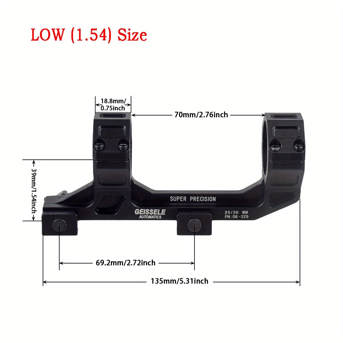 Supporto per cannocchiale da puntamento di precisione: base a sbalzo in lega di alluminio ad alta resistenza con anelli da 25,4 mm e 30 mm, design a basso profilo