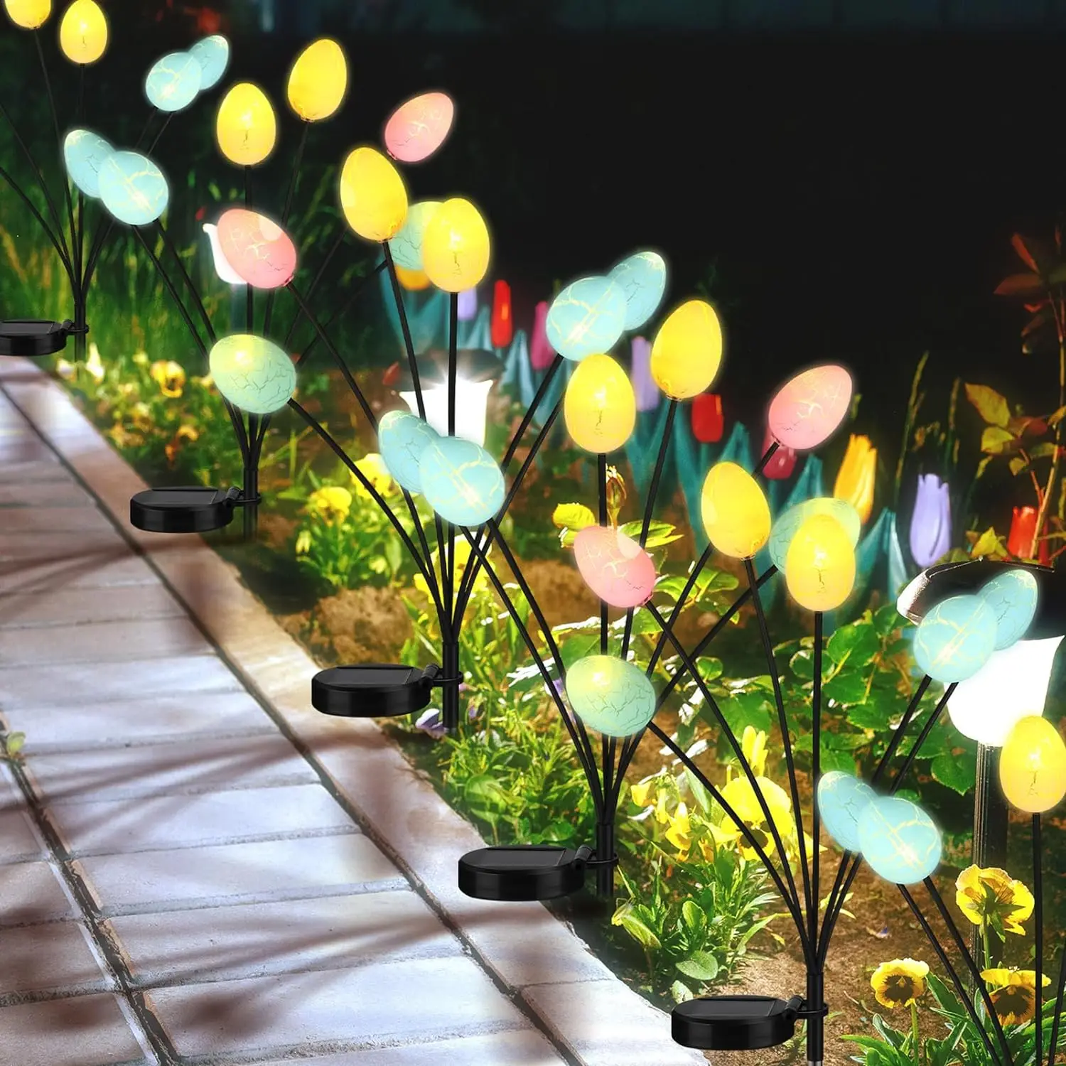 

2024 Solar Christmas Decorations Solar Swaying Garden Lights with Egg Solar Landscape Pathway Stake lights Firefly Lights 520