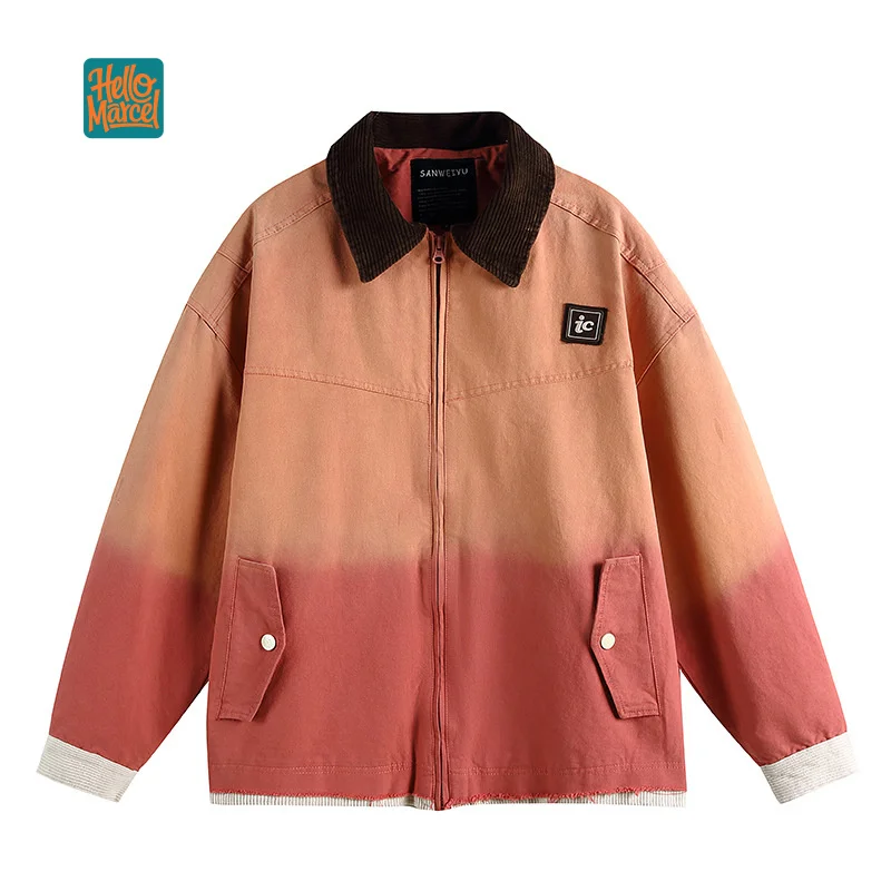 HELLOMARCEL EU US Size Luxury Quality Jacket Cleanfit Workwear Street Tie Dyed Turn-Down Collar Jacket