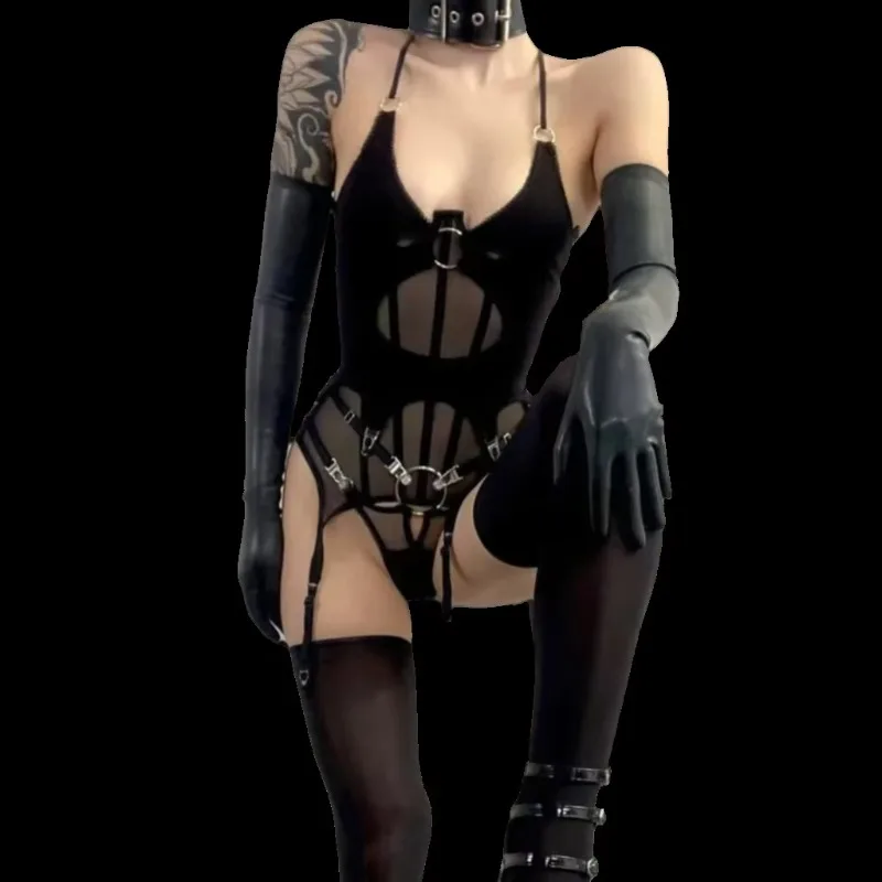 Toucheart Erotic Lingerie Heavy Industry Bundled Splicing Mesh Temptation Halte…