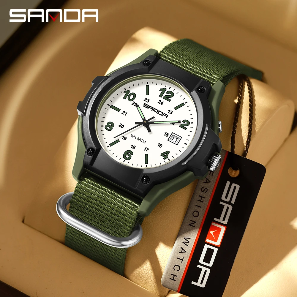 

SANDA 6376 Men's Outdoor Sports Quartz Watch with Nylon Strap, Lightweight Design Calendar and 50M Waterproof Watch
