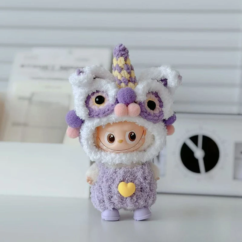 

Для куклы Labubu 10,5/15/17 см, милый комплект для танца льва, красочный плюшевый оригинальный наряд ручной работы, аксессуары для кукол, одежда Labubu, подарок