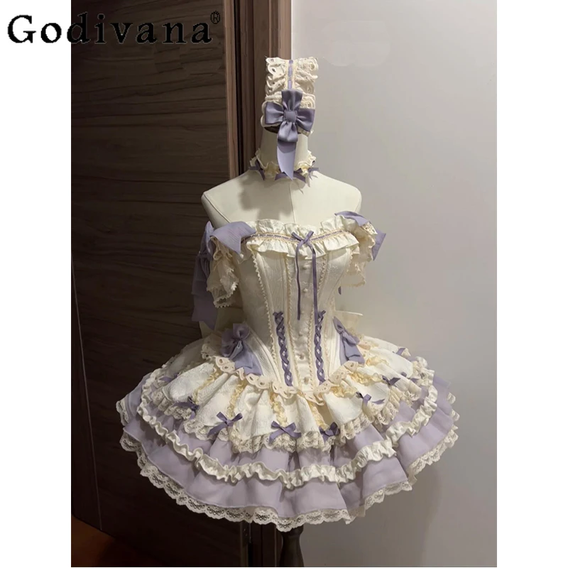 Purple Ballet Style Lolita Dress for Girls Cute Elegant Antique Style Princess Dress Women's Summer Princess Lolita Dress