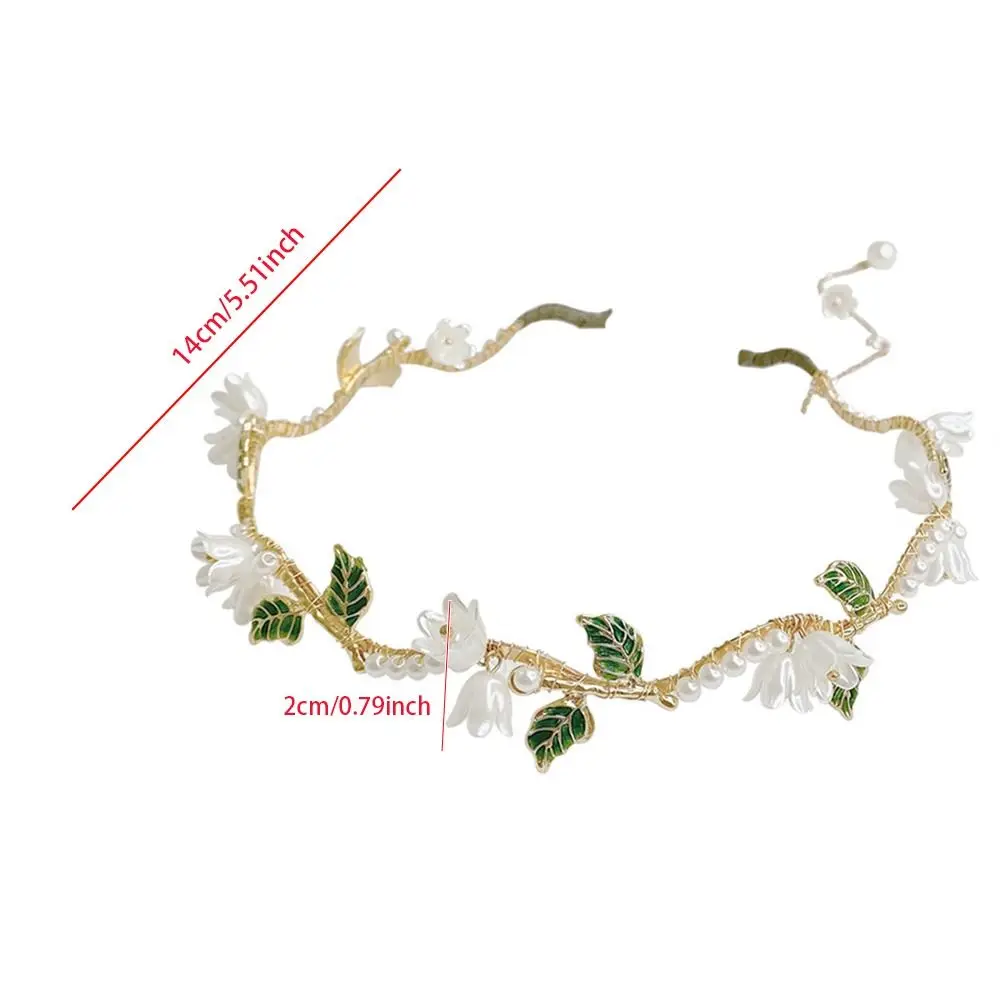 Pearl Bell Orchid Hair Hoop Elegant Tassel Wave Hair Band Women\'s Flower Headband Headwear Gold Hairband Hair Accessories