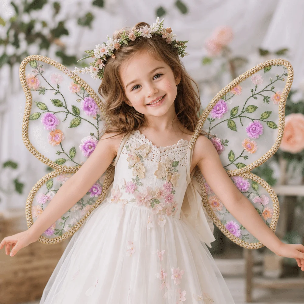 Lace Butterfly Wings Adjustable Strap Fairy Wings Stage Performance Costumes Flower Embroidery Photography Props