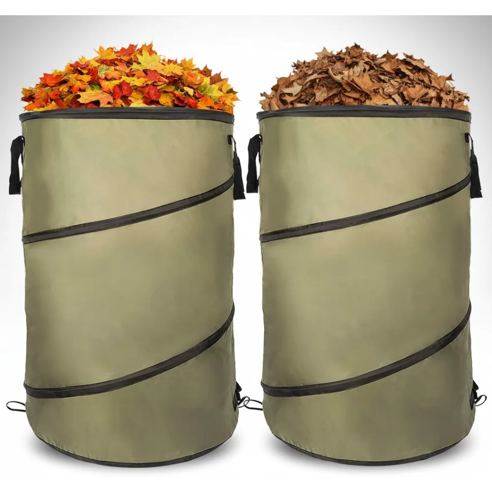 

30 Gallon Collapsible Pop-Up Trash Bag for Lawn Leaf Garden Yard Camping Waste with Handle (2 Pack)