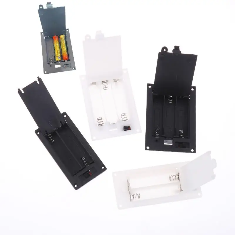 1/3Pcs Batteries Shell Plastic 2x3x AAA Rectangular Embedded Battery Holder Storage Box Case With Switch Cover