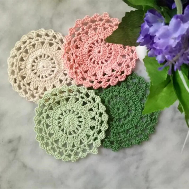 HOT Lace Round Cotton Table Place Mat Dining Pad Cloth Crochet Placemat Cup Mug Tablecloth Tea Coaster Handmade Doily Kitchen