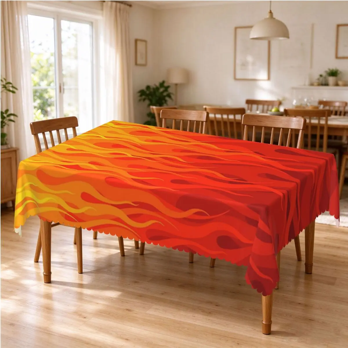 Red Orange Yellow Burning Flame And Fire Tablecloth Restaurant Kitchen Rectangular Tablecloth Festival Tablecloth Table Cover