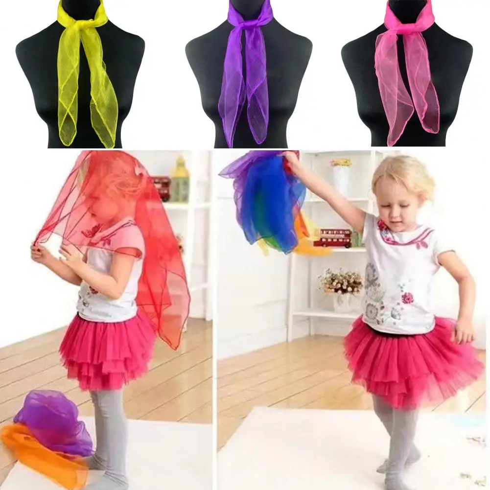 2 Pcs Women Kerchief Smooth Satin Mesh Thin Decorative Neckwear Soft Aquaman Dance Square Dance Stewardess Neck Kerchief 거즈 네크라인