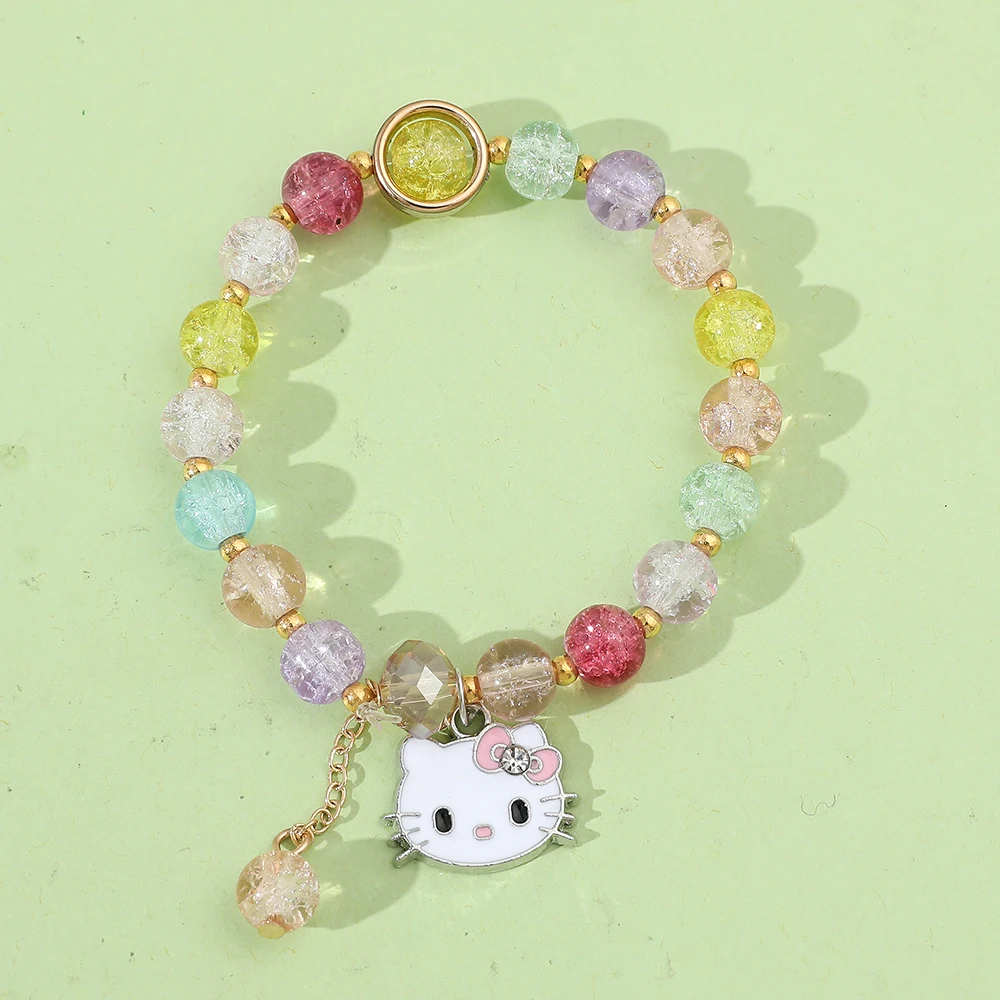 Colorful anime Japanese fashion cute ins Hello Kitty DIY beaded bracelet