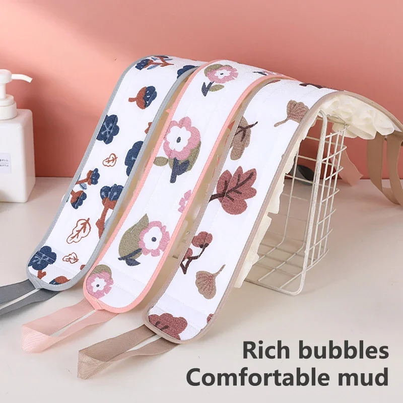 2 In 1 Shower Exfoliating Back Scrubber Bath Belt Towel Deep Mud Clean Korean Body Washcloth Japanese Rear Scrub Pull Strap Tool