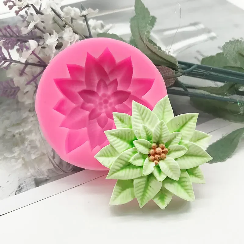 Poinsettia Christmas Flower Silicone Sugarcraft Mold Resin Tools Cupcake Baking Mould Fondant Cake Decorating Tools