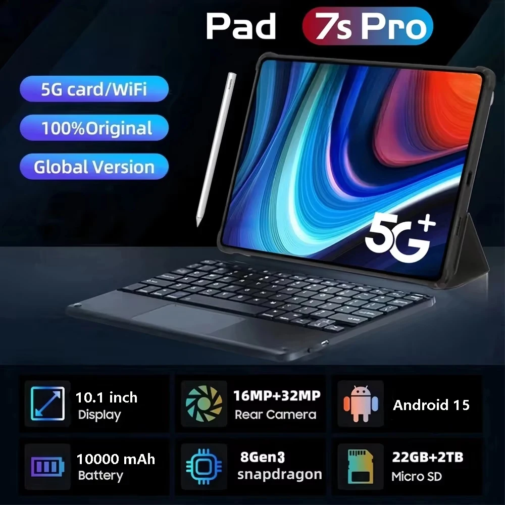 2026 HOT Sale Pad 7S Pro PC 10.1inch HD Screen Original Global Version Tablet Snapdragon 10000mAh 5G Dual Card WiFi