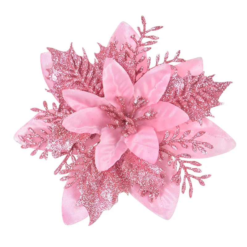 5/10 Stück 14CM Glitzer Künstliche Weihnachtsblumen Christbaumschmuck Frohe Weihnachten Dekorationen für Zuhause Neujahrsgeschenk Navidad – Detail 18