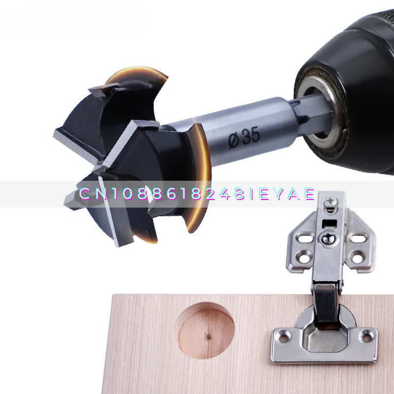 35Mm Hinged Hole Opener with Limited Three-edge Alloy Reaming Drill Bit, Woodworking Cabinet Door Hinge Punching Tool