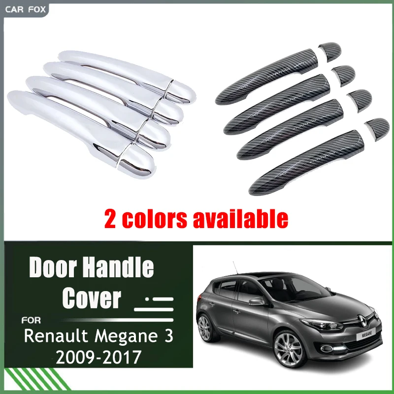 

Chrome Door Handle Cover Trim For Renault Megane MK3 III Scala 2009-2017 2010 2011 Car Accessories Carbon Fiber Sticker Styling