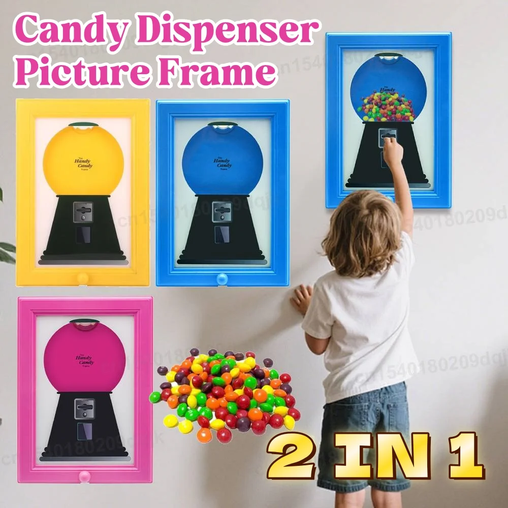 2-in-1 Candy Dispenser Picture Hanging Candy Frame Gumball Machine In Frame Handy Fast Distribution Candies Nuts Christmas Gift