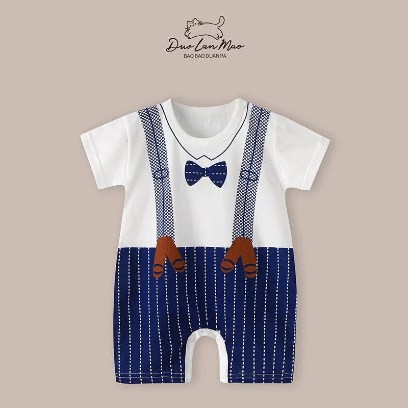 Baby Boys Thin Rompers Baby Girls Short Sleeve Bodysuit Newborn Infants Jumpsuit for Summer New Korean Style Costume