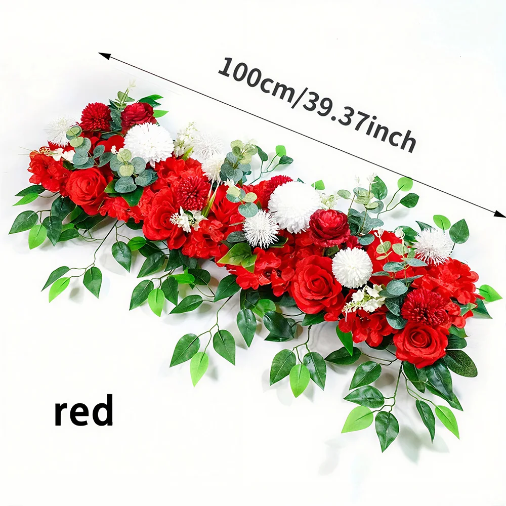 100Cm Luxe Witte Roos Kunstmatige Bloem Rij Trouwtafel Middelpunt Bloemen Achtergrond Muur Bogen Decor Feest Podium Bloemen
