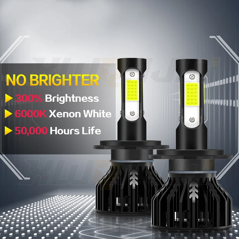 XWQHJW 2PCS Car lights H7 Super Bright LED Headlights High Low Beam Fog Light Bulb White 6000K Minisize Car accsesories