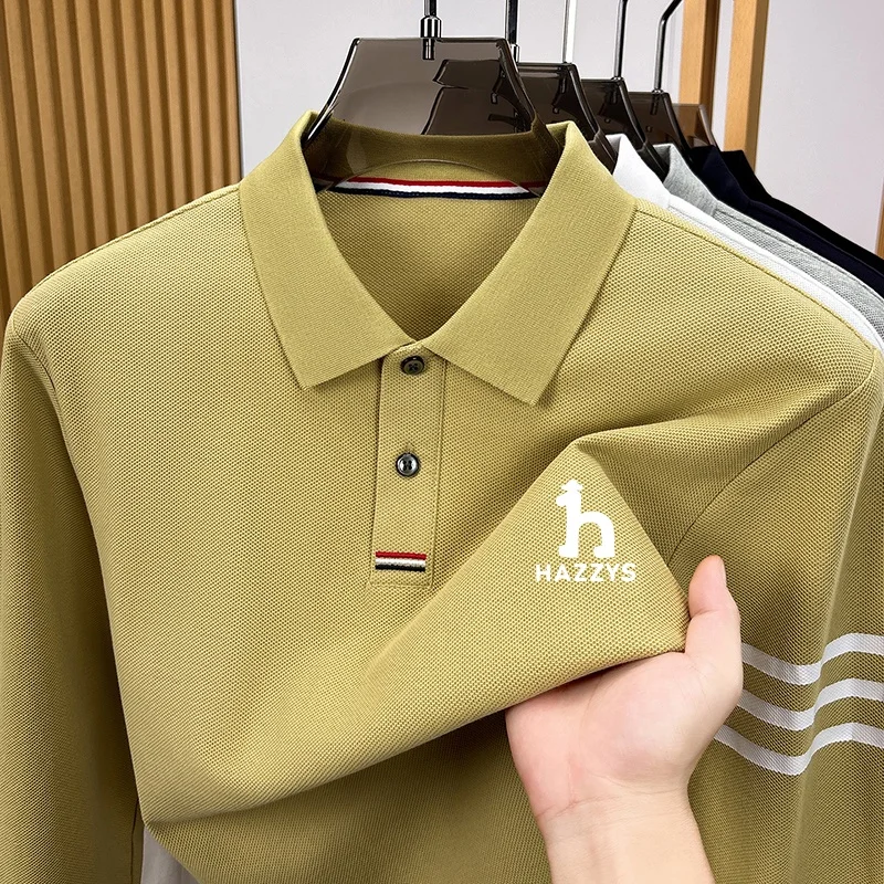 Exquisites Herren-Designer-Polohemd mit Revers und Print, 100% Baumwolle, Warn Herbst Langarm-T-Shirt, Business-Casual Herrenbekleidung – Detail 7