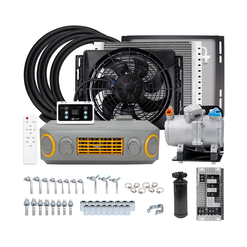 

Universal 12V 24V Underdash AC Electric Air Conditioning Kits Auto for Car Van Street Rod Hot Classic Muscle Vintage