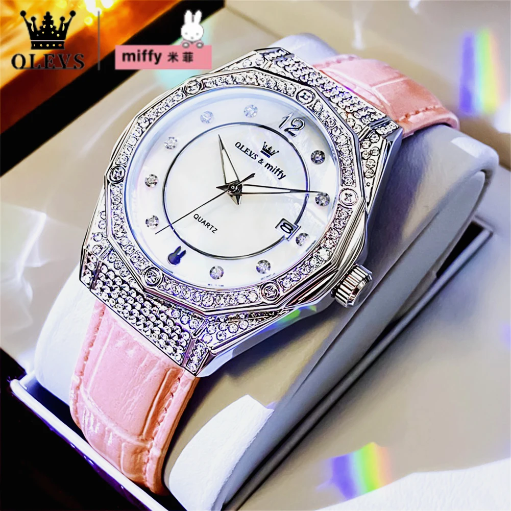 OLEVS & Miffy Joint Edition Women's Watches Elegant Fashion Original Quartz Watch for Ladies Waterproof Luminous Date Wristwatch