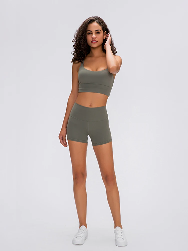 Women's Summer New Double-sided Brushed High Waist Hip Lifting Elastic Yoga Shorts, Tight 3-point Pants for Pilates Running Spor