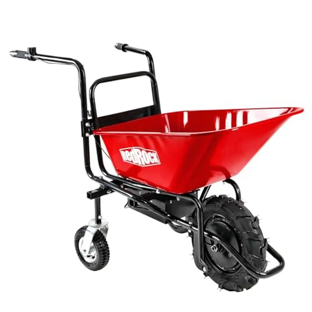 

Electric Wheelbarrow 24V DC 500W AGM Battery 330lbs Capacity Hauler Debris Yard Construction Site Heavy Duty Motor 4.3mph Speed