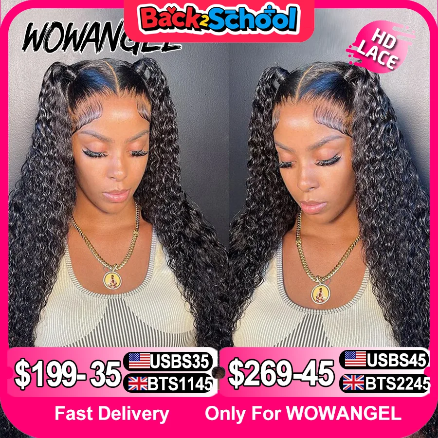 Wow Angel Glueless HD chiusura in pizzo 7x 7/6 x6/5x5 chiusura onda d'acqua Pre pizzicata attaccatura dei capelli naturale parrucche ricci per capelli umani per le donne