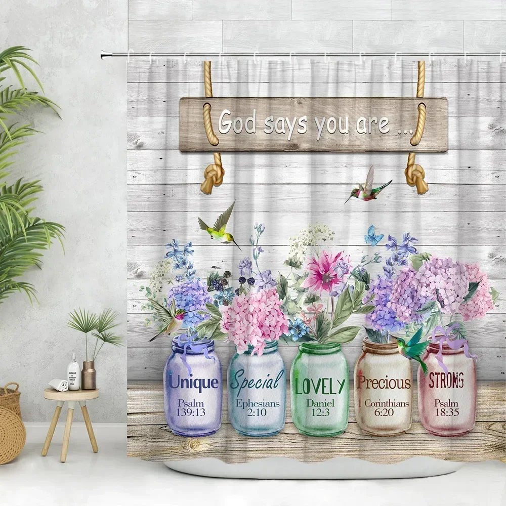 

Занавеска для душа с цветочным рисунком, акварельная ферма, ботанический лист, бабочка, деревенская деревянная панель, вдохновляющие цитаты, декор для ванной комнаты, занавеска