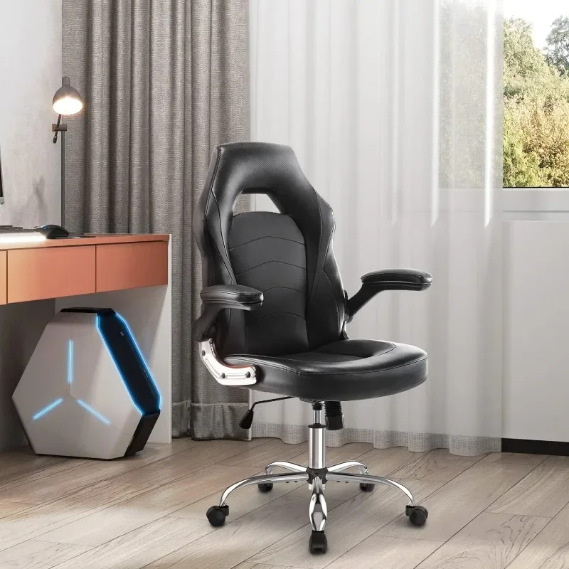 Silla de Gamer de cuero unido de estilo de carreras, silla de oficina ergonómica, silla ejecutiva de escritorio de computadora, con altura ajustable