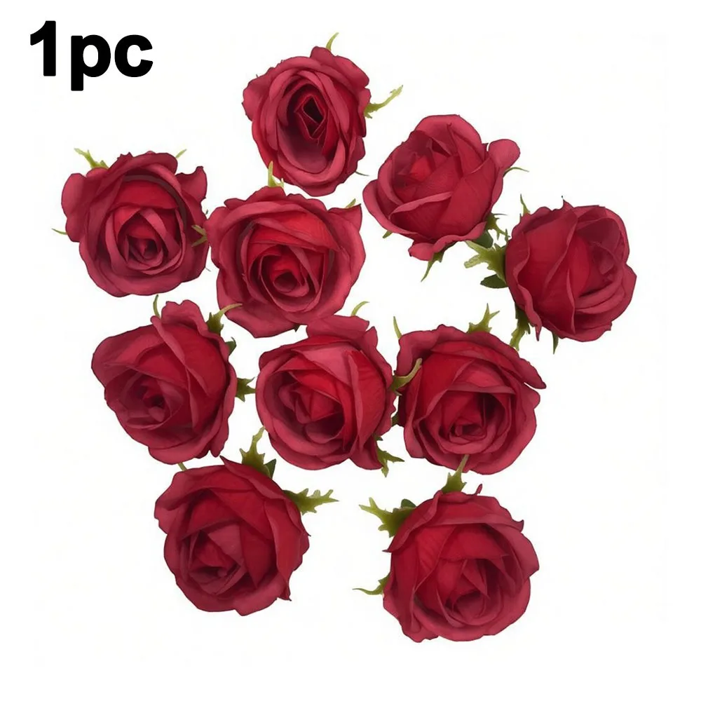 1pc Fashion Silk Artificial Flowers Diy Craft Realistic Rose Flower Head Table Wreath Soft Rose Heads Valentine's Day Gift