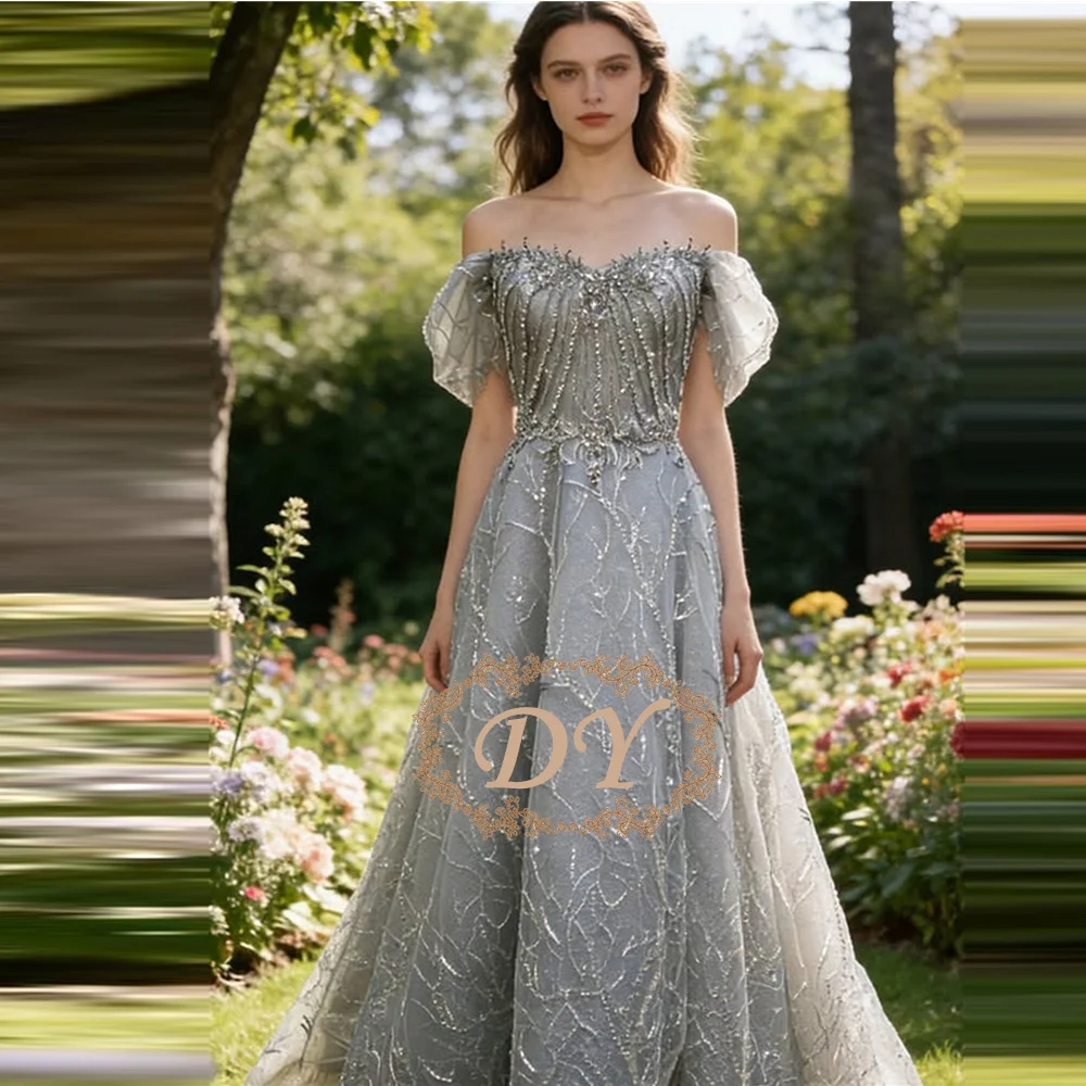 

DY Customized High Quality Sexy Sweetheart Off-the-shoulder A-line Tulle Formal Occasion Gown Evening Luxury