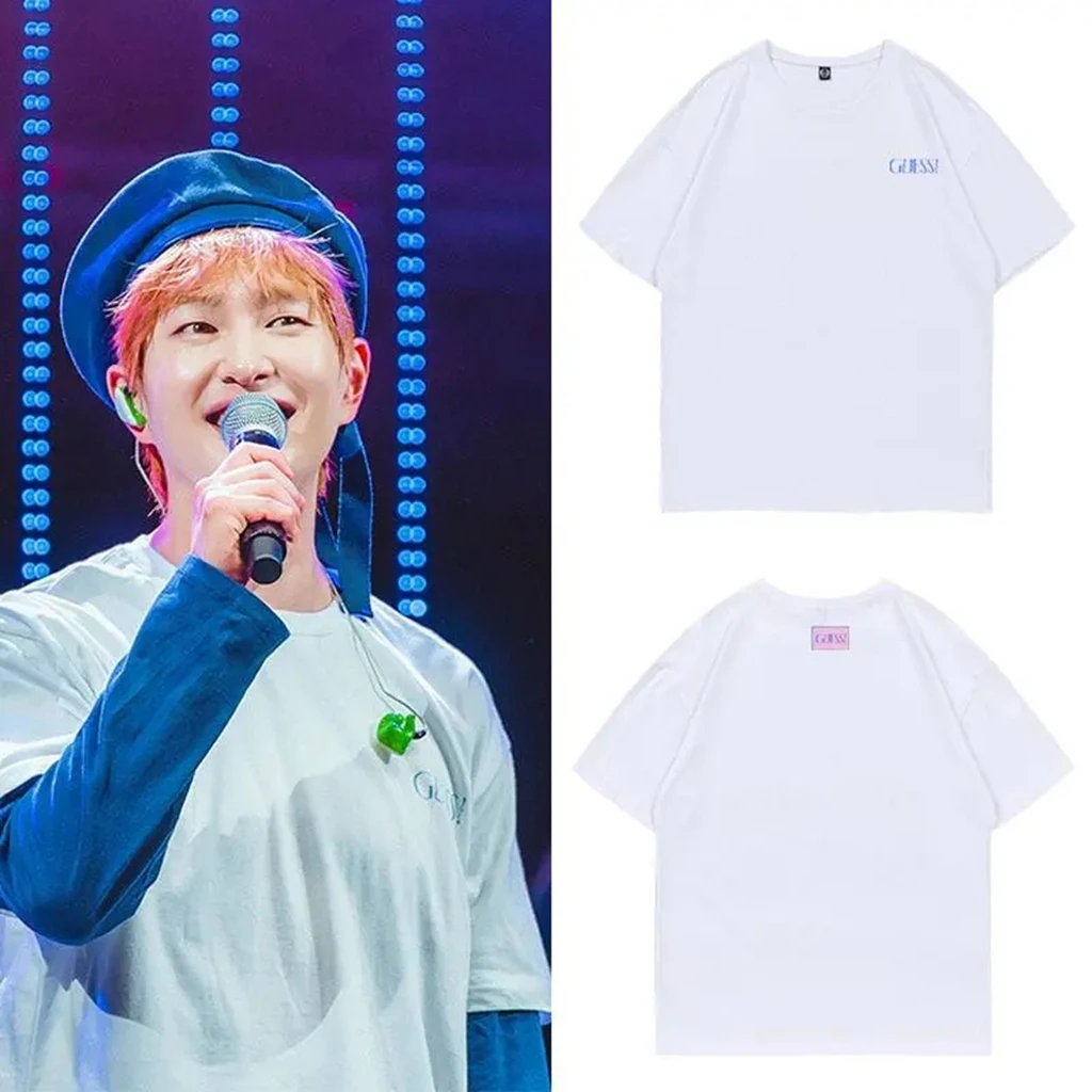 kpop SHINee ONEW FM tour T-shirt Top y2k Woman clothing sing-along Loose T-shirt Cotton Short navel-gazing tops Summer