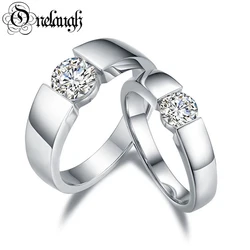 Onelaugh 1CT Moissanite Couple Ring Women Men 925 Sterling Sliver D VVS1 Moissanite Wedding Engagement Solitaire Diamond Ring