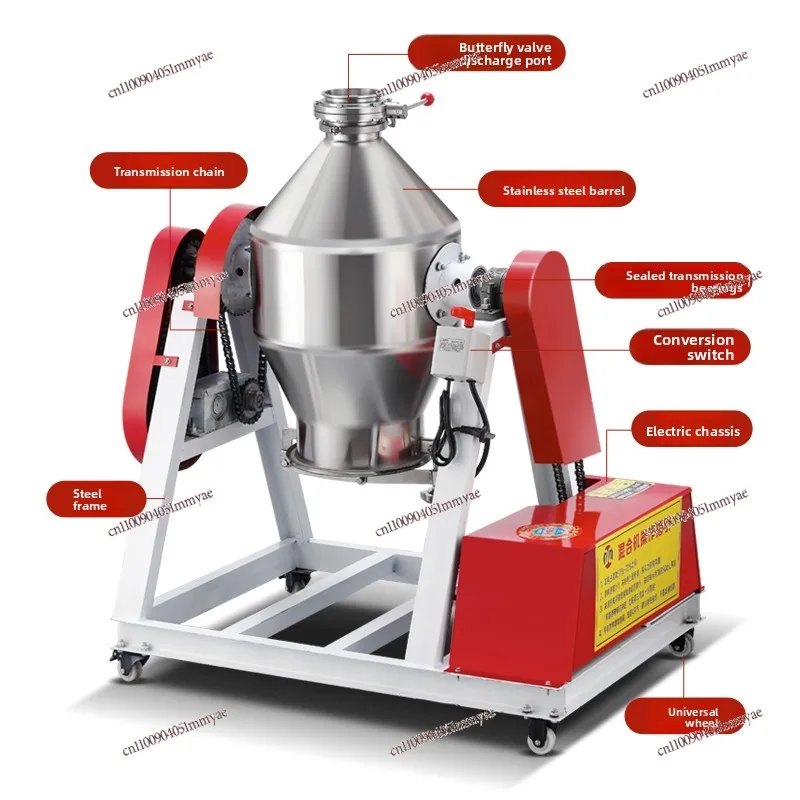 خلاط خلط المسحوق الجاف خلاط طبلة الخصر من الفولاذ المقاوم للصدأ