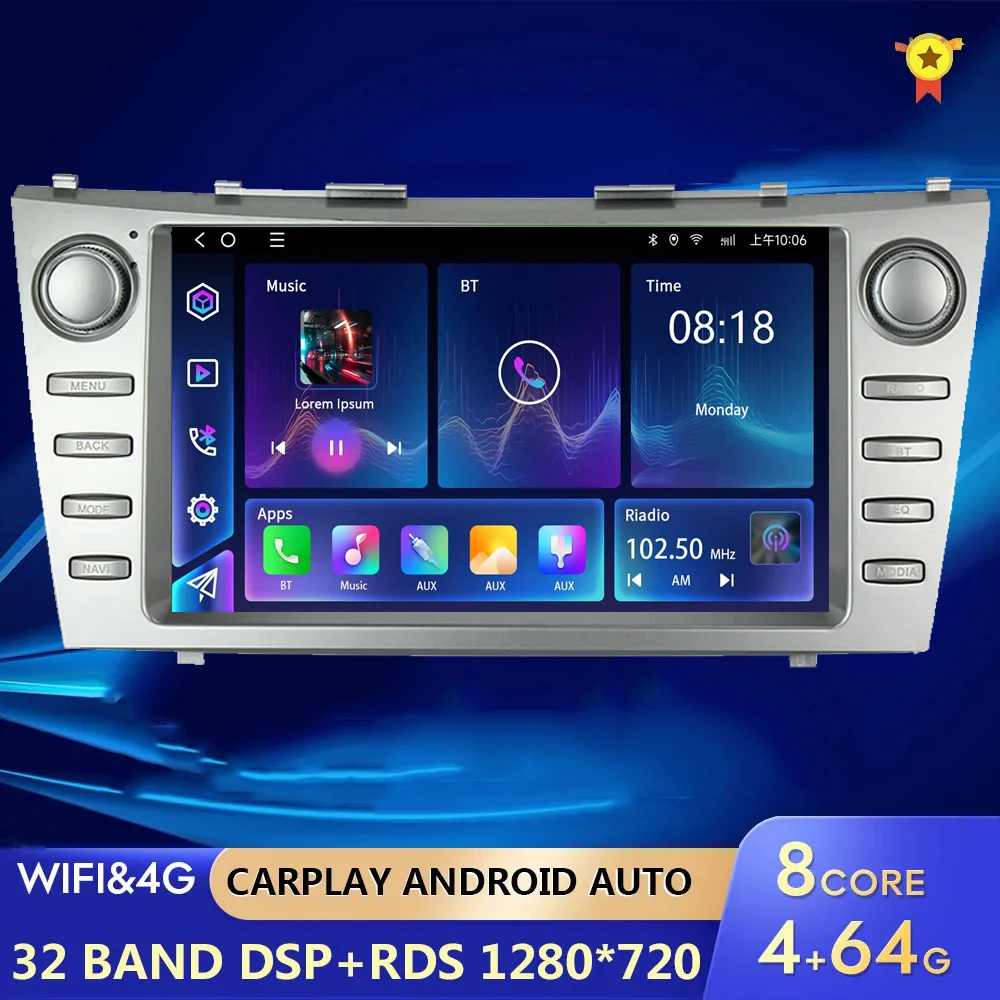 

9"Inch Car Radio Multimedia Player Stereo For Toyota Camry 7 XV 40 50 2006-2010 2011 Navigation GPS Wifi 4G Android 13 Carplay