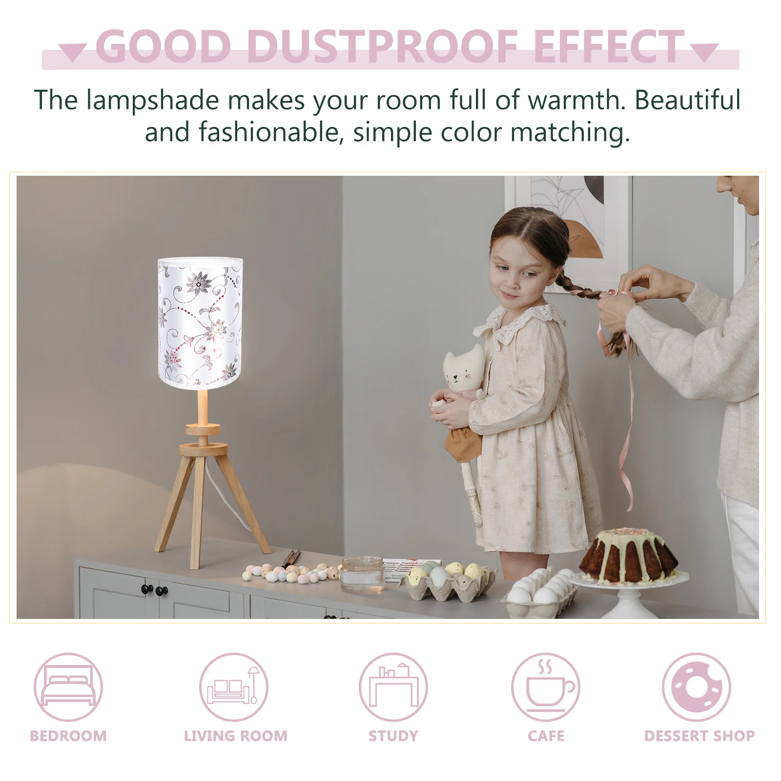 

Cloth Lampshade Sturdy Structure Bedroom Living Room Table Light Cover Accessory Decorative Diffuse Lighting Warm Cozy