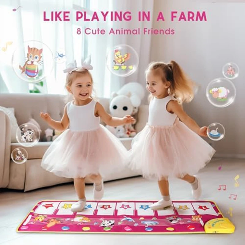 Musical Keyboard Floor Playmat Electronic Music Animal Touch Play Blanket Funny Xmas Gift Toy For 1-3 Year Old