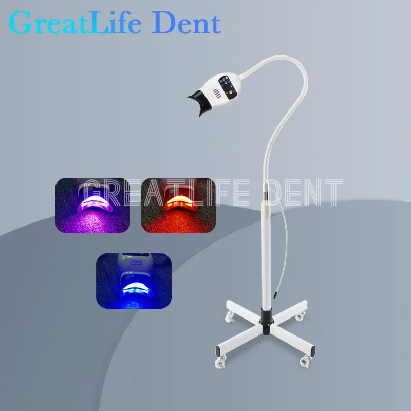 GreatLife mobiele tandenbleekmachine 8-delig blauw rood paars koud licht tandenbleeklamp tandenbleekmiddel