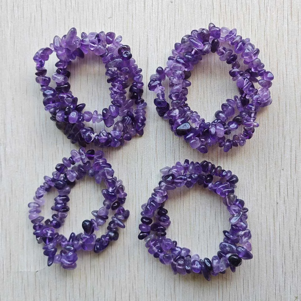 Natural Brazilian amethyst irregular gallet Beads Reiki Healing Handmade stretch Bracelets & Bangles Gift jewelry Wholesale 10pc