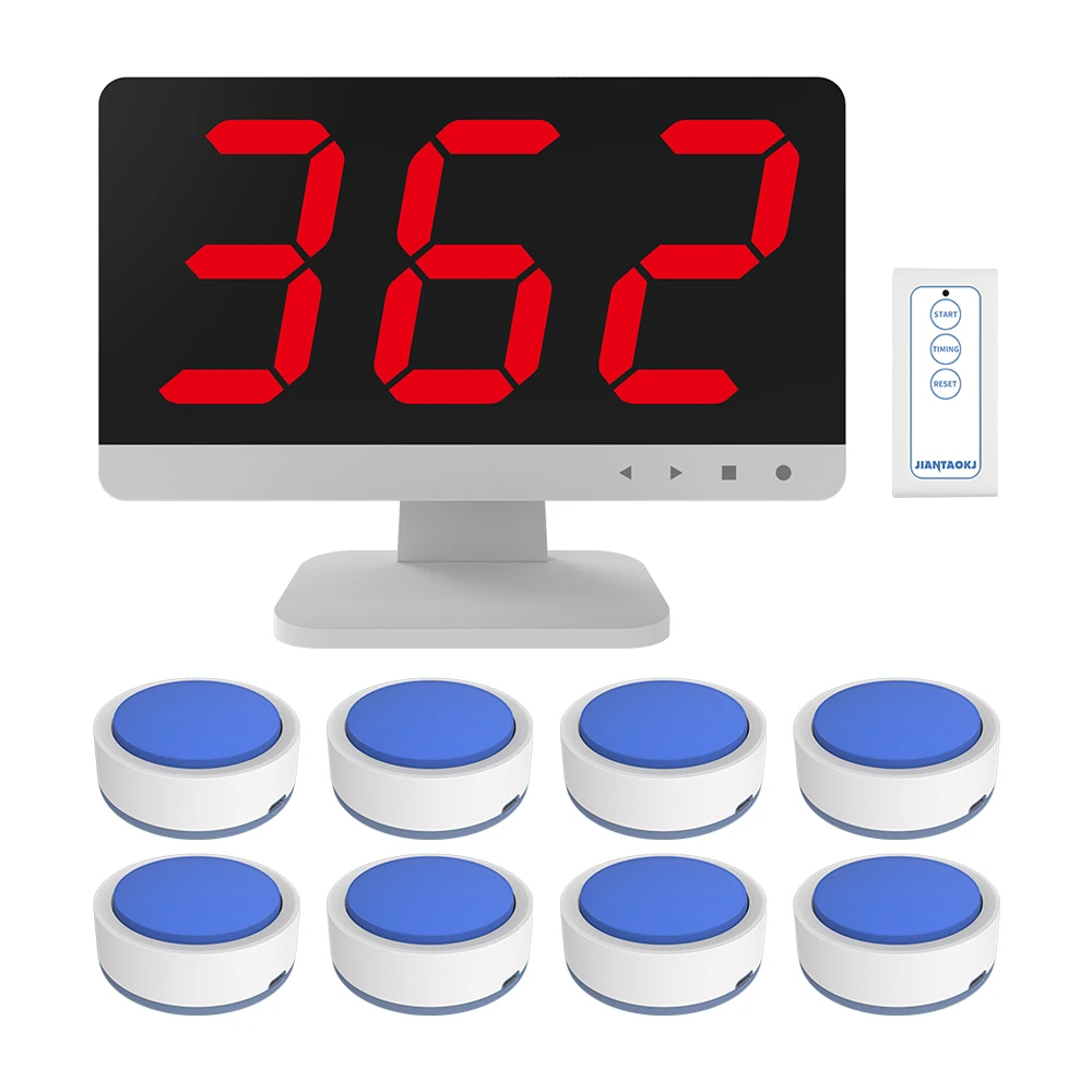 Intelligent 1-Display 8-Button Wireless Control Answer Buzzer Pager System for Hotel Competition Knowledge & Debate Contest